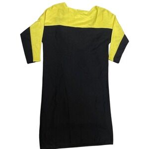 Ralph Lauren Women Colorblock Knit Dress Yellow Black XS Short Sleeve Casual